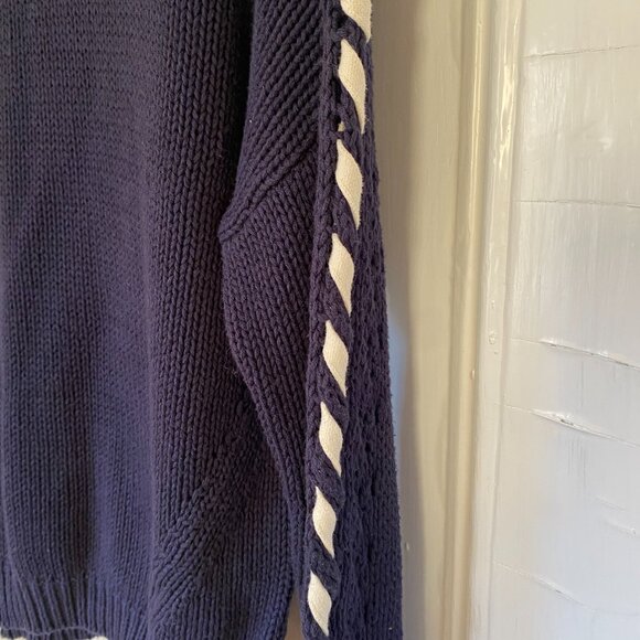 Michael Starts blue knit sweater with lace up sleeves - Picture 3 of 5